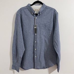 Barque Blue Casual Button Down Shirt Size L Printed Nautical Minimalistic Modern